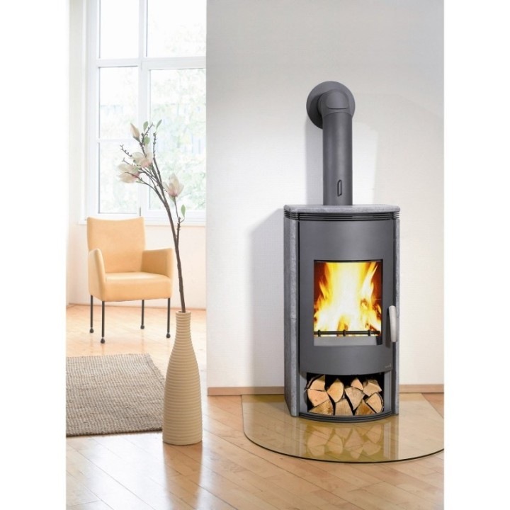 Plaque de sol en verre Demi-cercle 100x120cm pour poele à bois - Capska