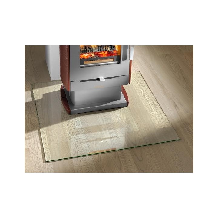 Rechteckiger schwarzer Glasschutz 100x80cm für Holzöfen - Capska