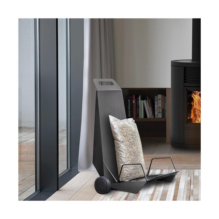 Holzaufbewahrung mit Tragewagen - Capska