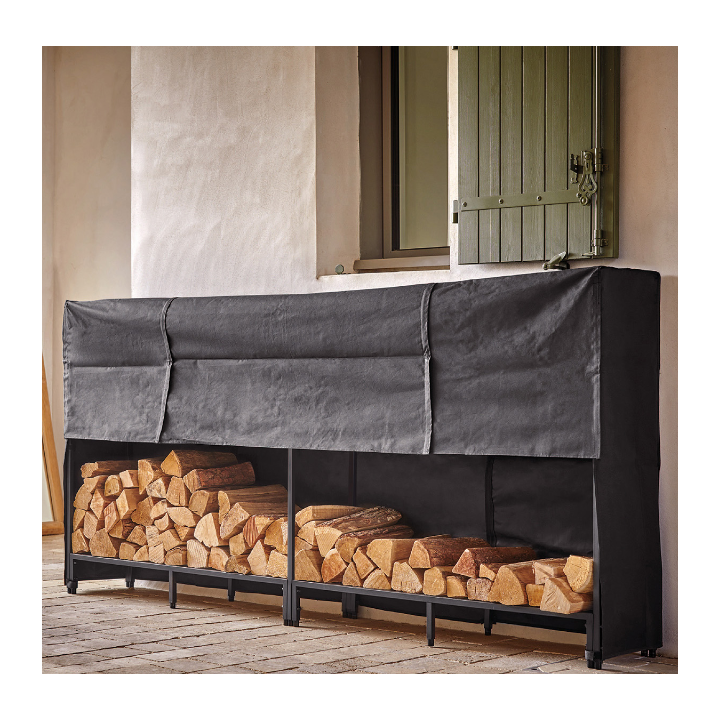 Emmagatzematge de fusta d'acer negre Stoker per a l'exterior - Capska