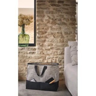 Sac à bûches ou Granulés Tweedy Noir en Coton - Dixneuf | Design Élégant et Pratique - Capska