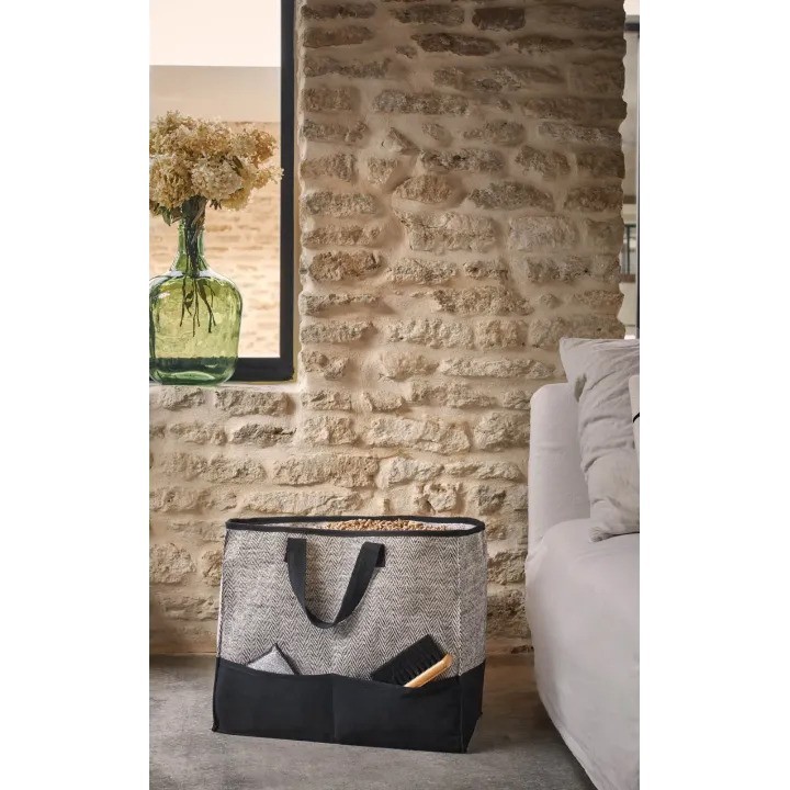 Tweedy Black Cotton Log oder Pellet Bag - Dixneuf | Elegantes und praktisches Design - Capska