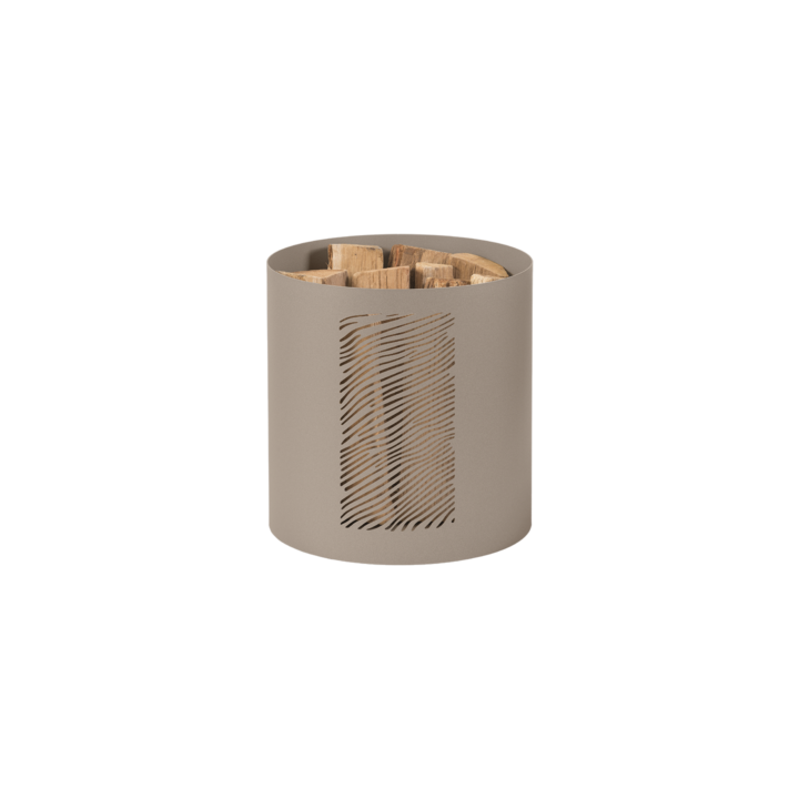 Range bûches en acier couleur sable moderne - Capska