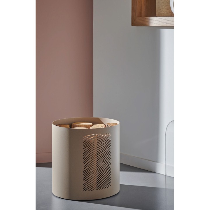 Range bûches en acier couleur sable moderne - Capska