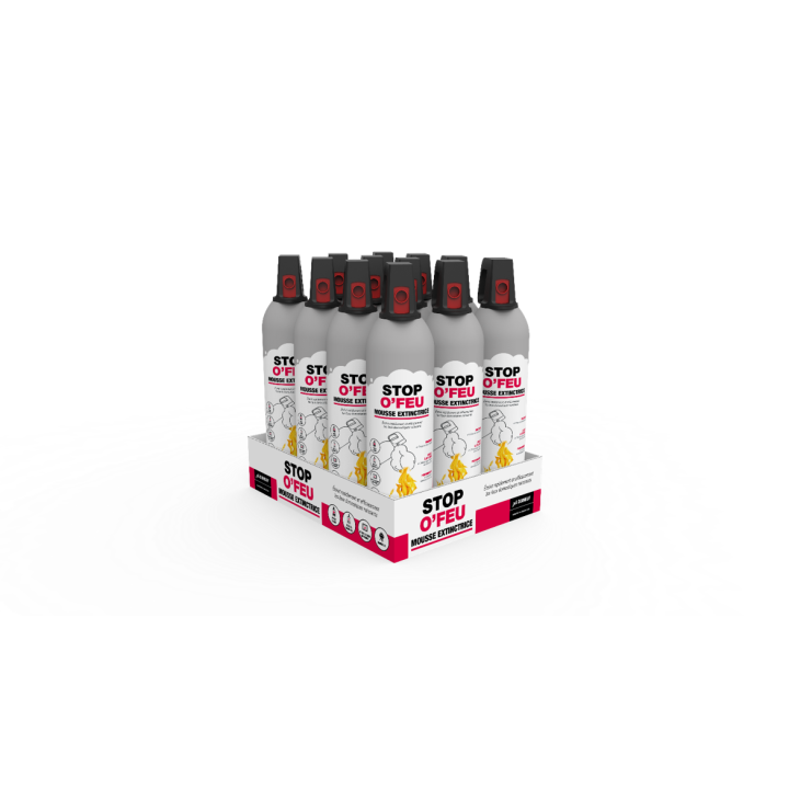 Caja de 12 Espumas Extintoras 750 ML Stop O'Feu Dixneuf - Seguridad para Chimeneas