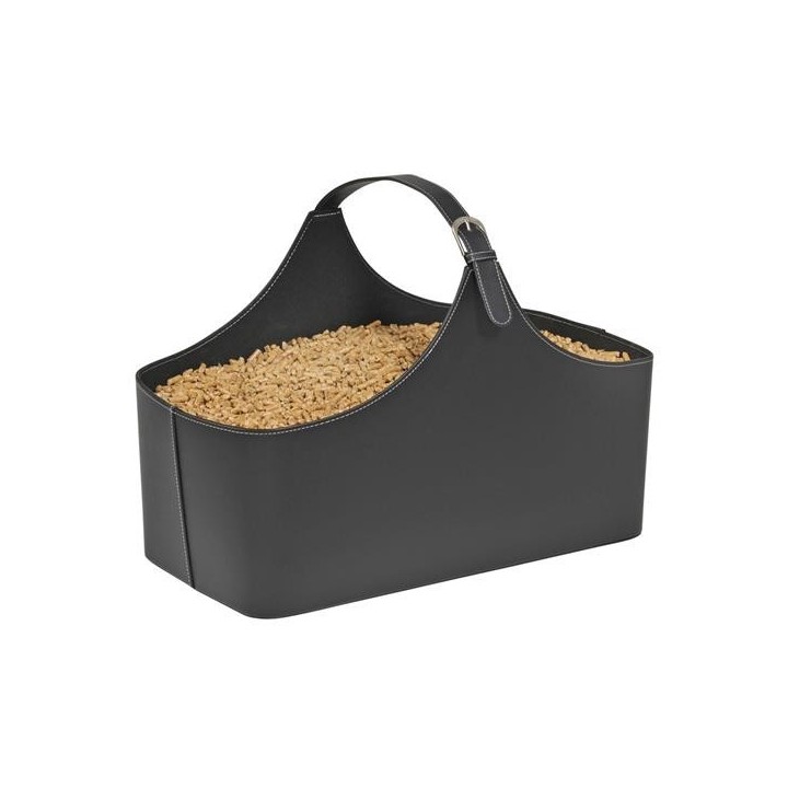 Alpha Black Faux Leather Dixneuf Basket - Fireplace Accessory
