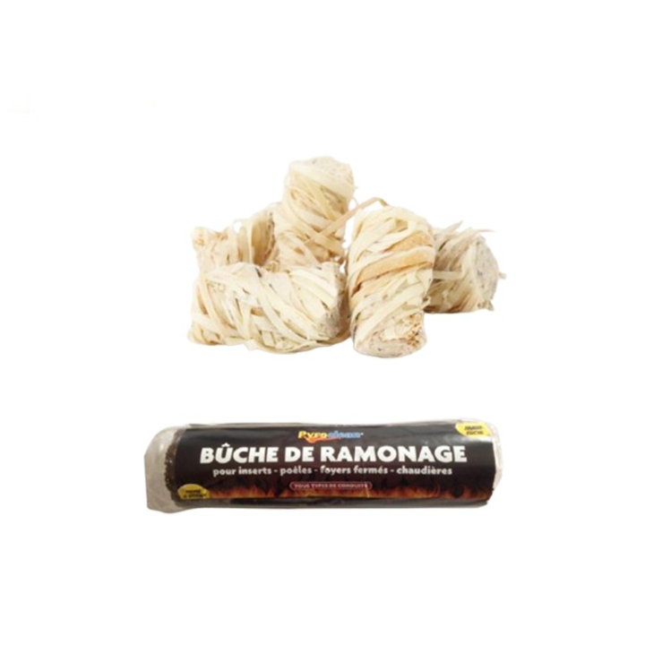 Pack FLAMBEE bois - Allume-feu + Buche de ramonage