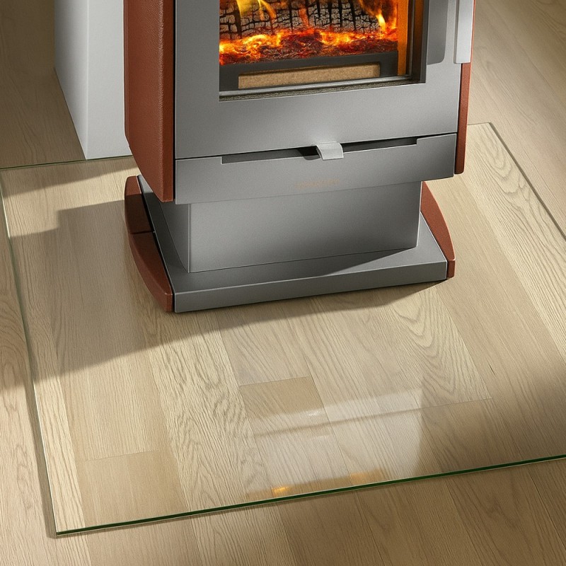 Plaque de sol en verre trempé pour protection poele à bois