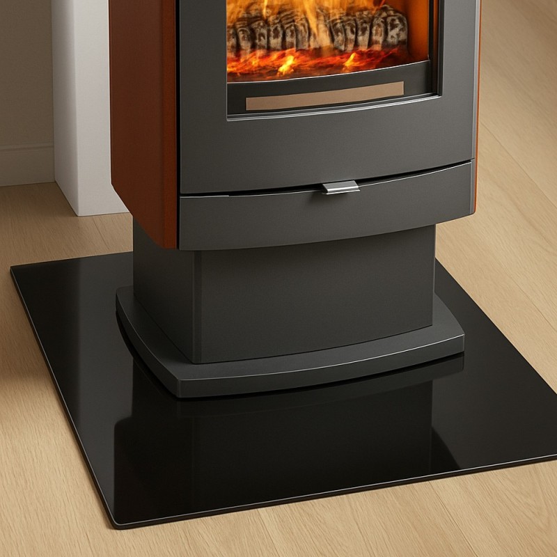 Placa de suelo cuadrada de cristal negro lacado 80x80cm - Capska