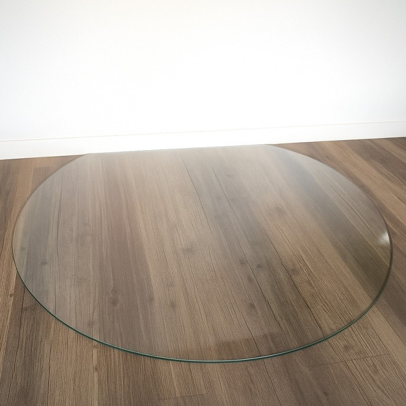 Plaque de sol en verre trempé en forme de rond coupé pour poele diamètre 100cm- Capska