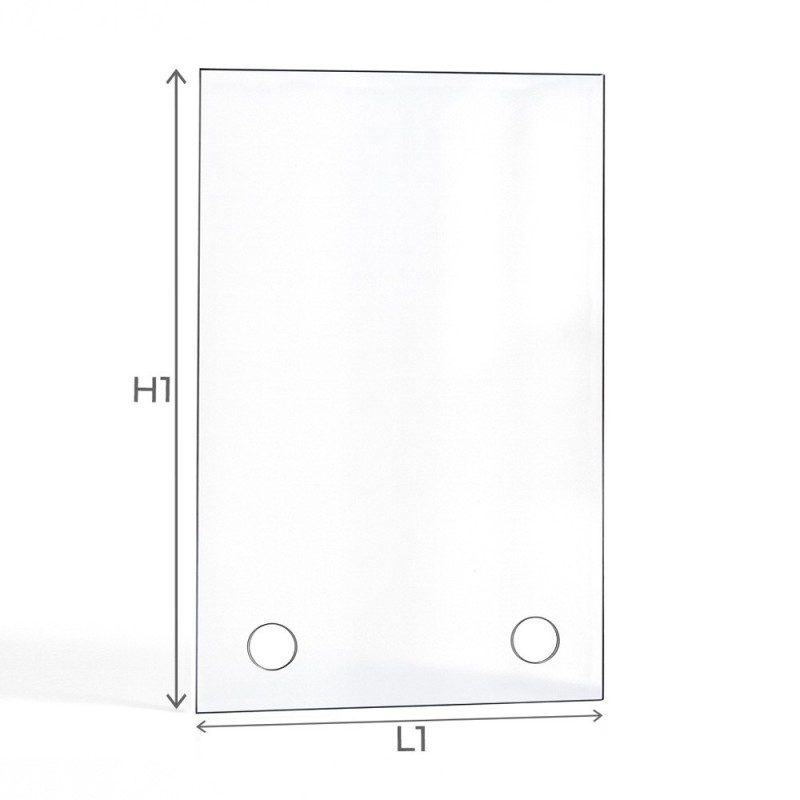Vitre plate rectangulaire avec perçage verticale dimension