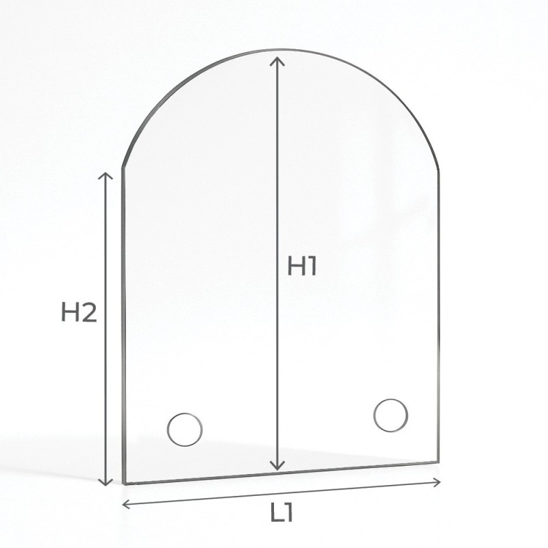 Vidrio plano con arco en la parte superior en vidrio vitrocerámico para insert o estufa de leña - Capska