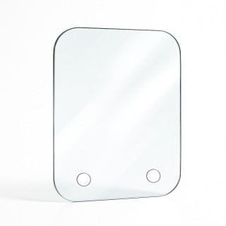 Vitre percée sur mesure forme 4 angles arrondis