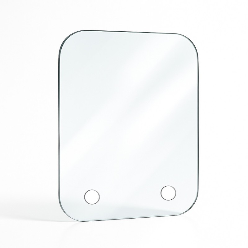 Vitre percée sur mesure forme 4 angles arrondis