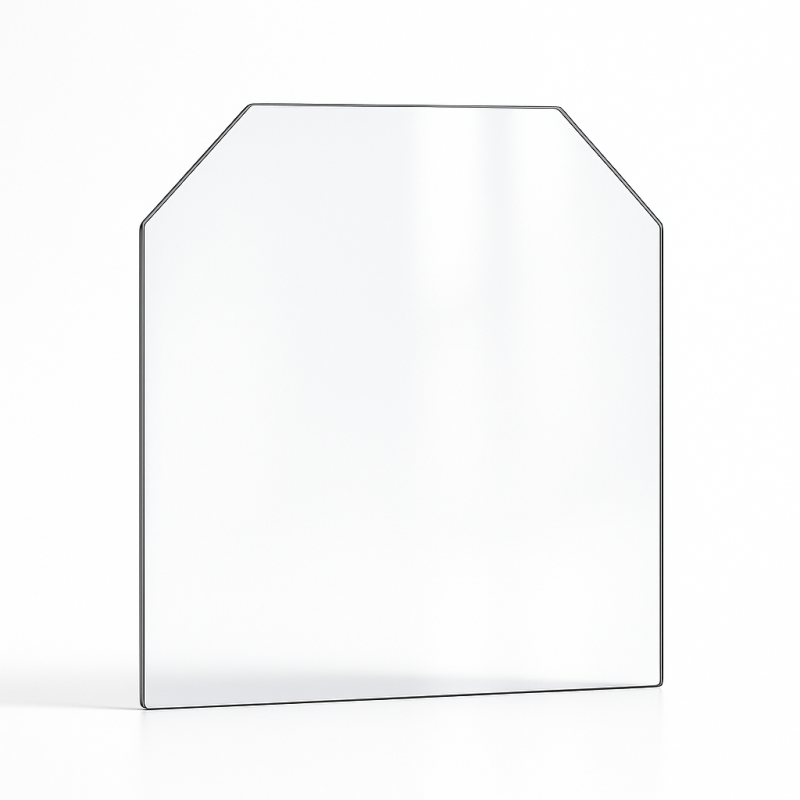 Vitre plate avec 2 angles coupés 4 mm sur mesure