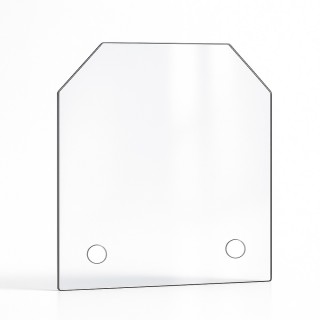 Vitre percée sur mesure forme 2 angles coupés