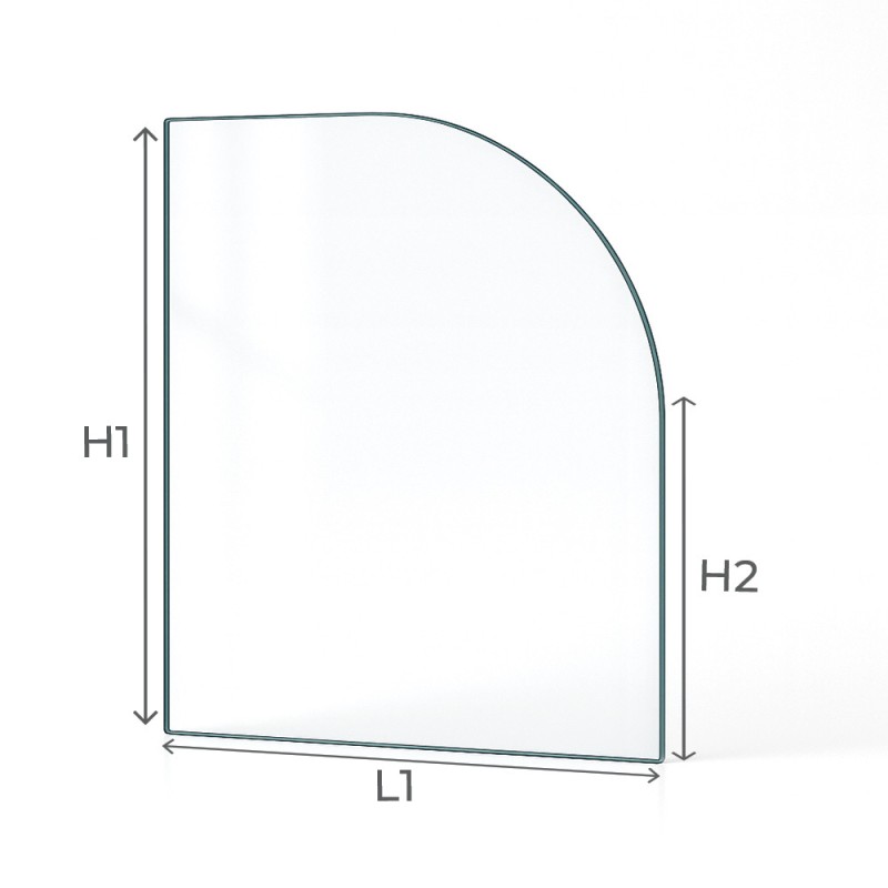 Franco Belge GASCON 11 KW Glass - 1 rounded corner Right side glass panel for wood burning stove