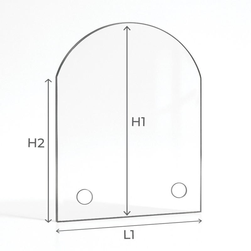 Cristal Godin CHAMONIX VITRE DU FOUR - Vidrio Rectángulo con arco Perforado serigrafiado para inserto de chimenea