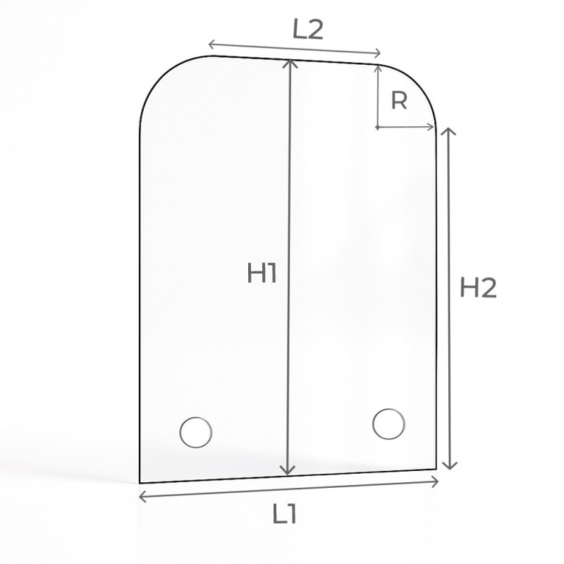 Vetro con 2 angoli arrotondati tagliato su misura per stufa - Capska